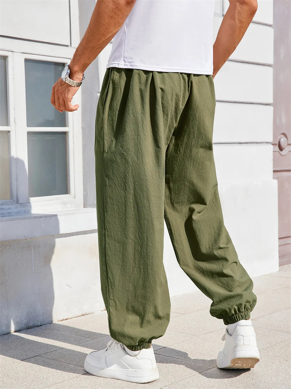 Herren Sarouel Hose Leinen Baumwolle Chinesischer Stil Loose Fit Einfarbig – Bequeme Jogger Hohe Qualität Casual | Herrenmode Zen