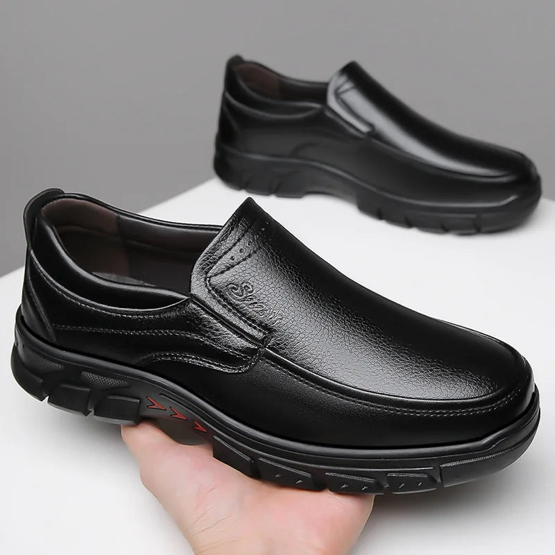 Mocassins Cuir Noir Homme Grande Taille – Chaussures Dress Designer Semelle Douce Printemps