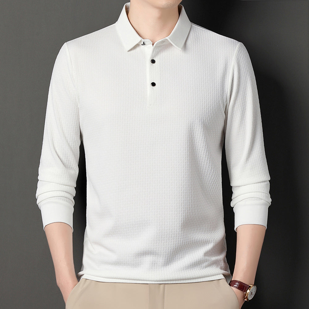 Polo Homme Manches Longues Ajourné Respirant Business Fashion Golf Élégant Grande Taille 4XL Intemporel Confortable – Polo Ajourné Premium Manches Longues Golf | Mode Homme Business Golf Premium