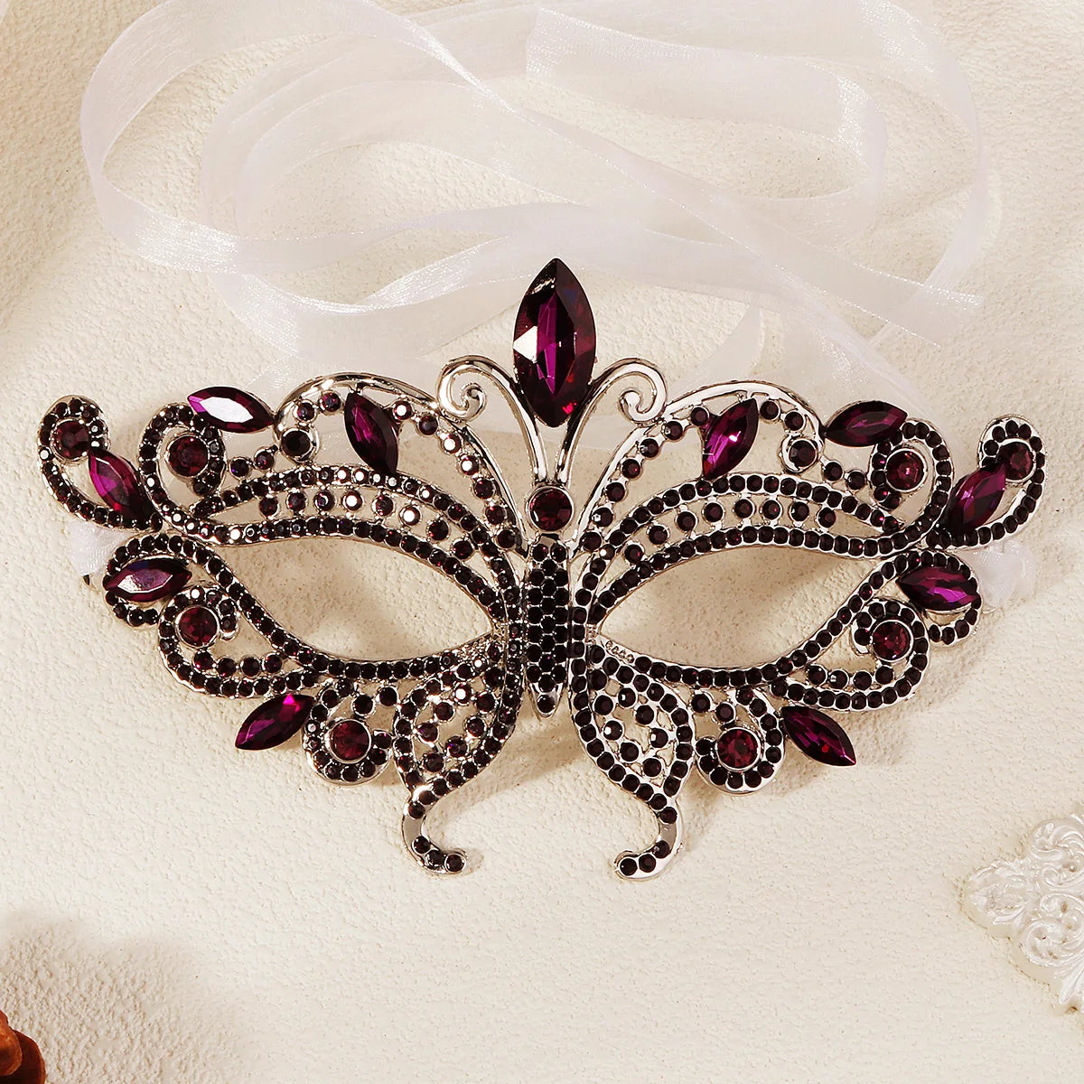 Masque Demi-Visage Papillon Strass - Mascarade, Halloween & Soirée