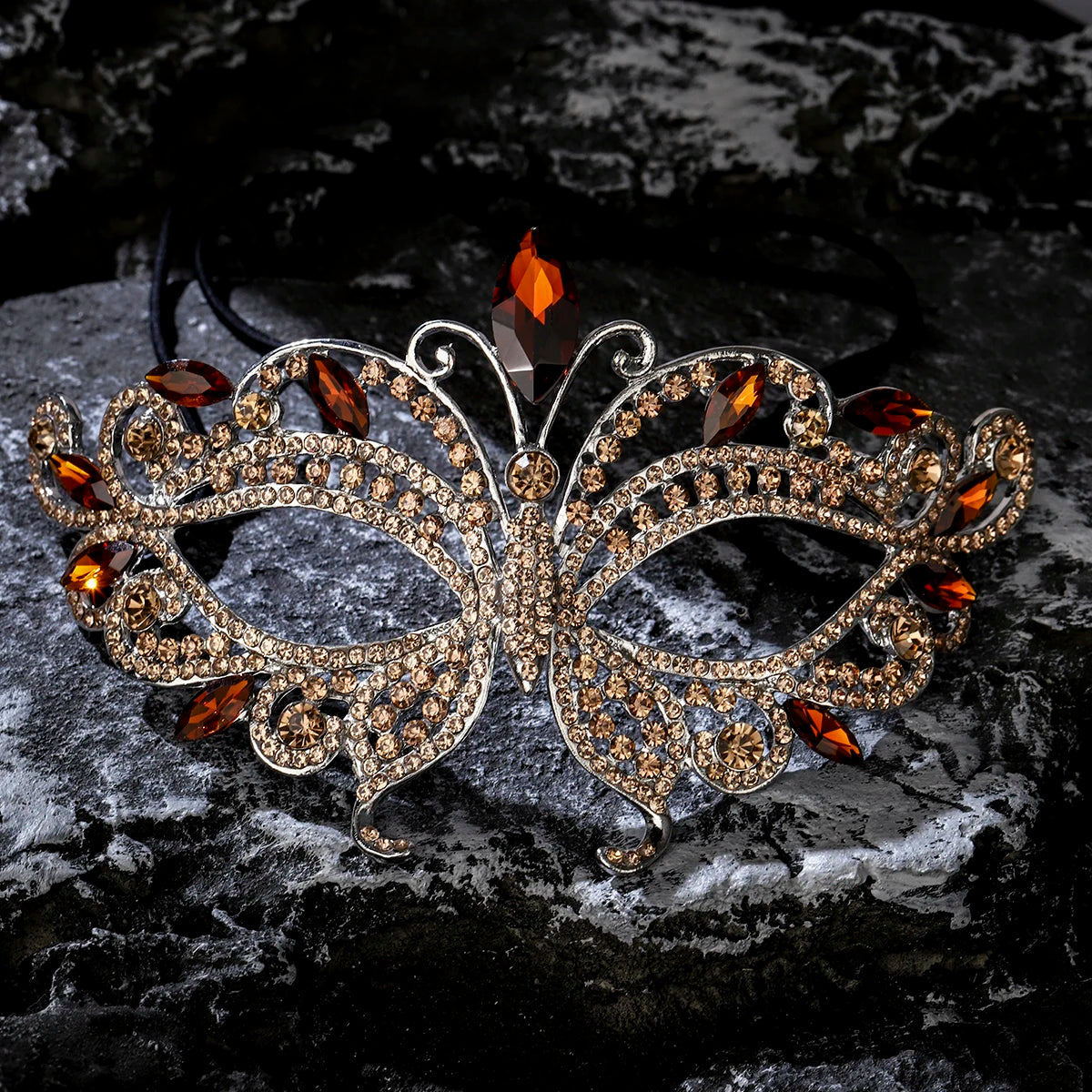 Masque Demi-Visage Papillon Strass - Mascarade, Halloween & Soirée