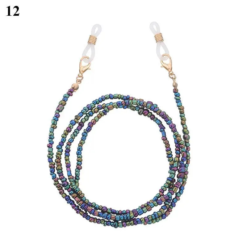 Chaîne Masque & Lunettes Bohème Perlée - Lanyard Anti-Glisse Femme