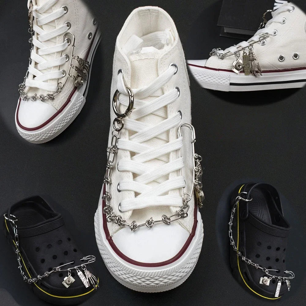 Chaîne Décoration Sneaker Hip-hop Métal Punk – Style Dark, Pin Chaussure Toile High-Top | Accessoire Mode Homme & Femme
