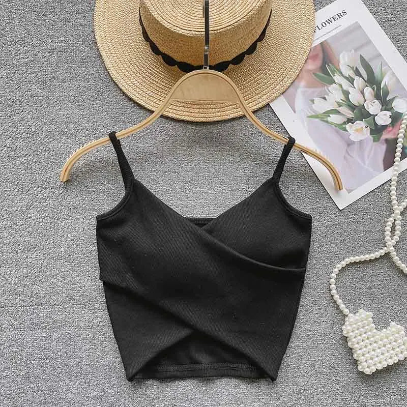 Caraco Femme Bretelles Irrégulières Uni Slim Chic Y2K – Top Sport Élégant Casual & Tendance