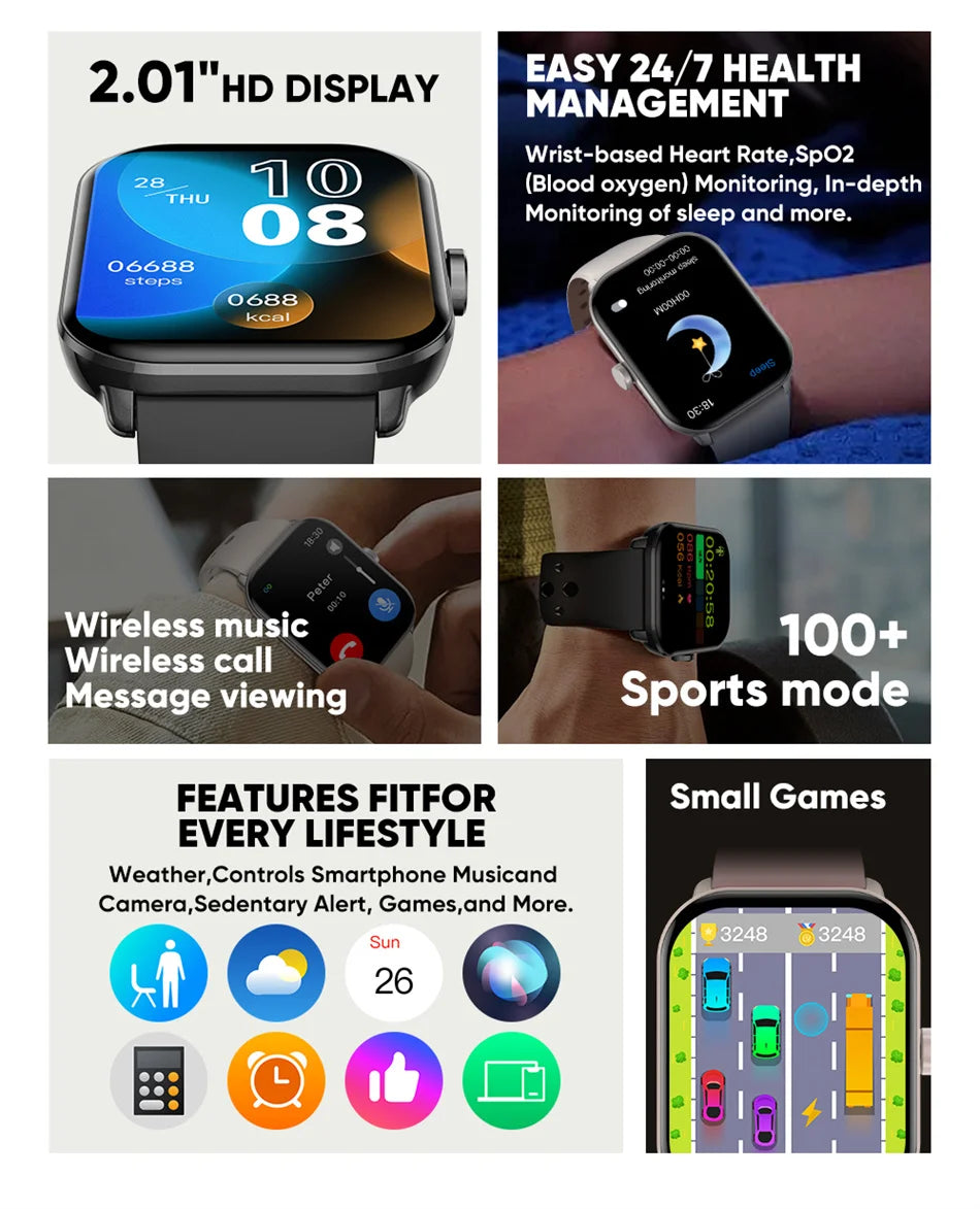 Montre Connectée Unisexe Écran AMOLED – GPS, Appels Bluetooth & Suivi Cardio | Étanche | Sport & Fitness | Android & iOS