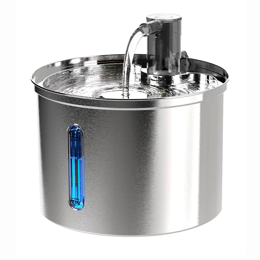 Newpet Fontaine à Eau Chat & Chien 3L – Inox Automatique Ultra Silencieuse | Distributeur avec Filtre