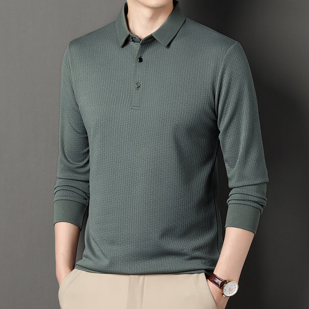 Polo Homme Manches Longues Ajourné Respirant Business Fashion Golf Élégant Grande Taille 4XL Intemporel Confortable – Polo Ajourné Premium Manches Longues Golf | Mode Homme Business Golf Premium