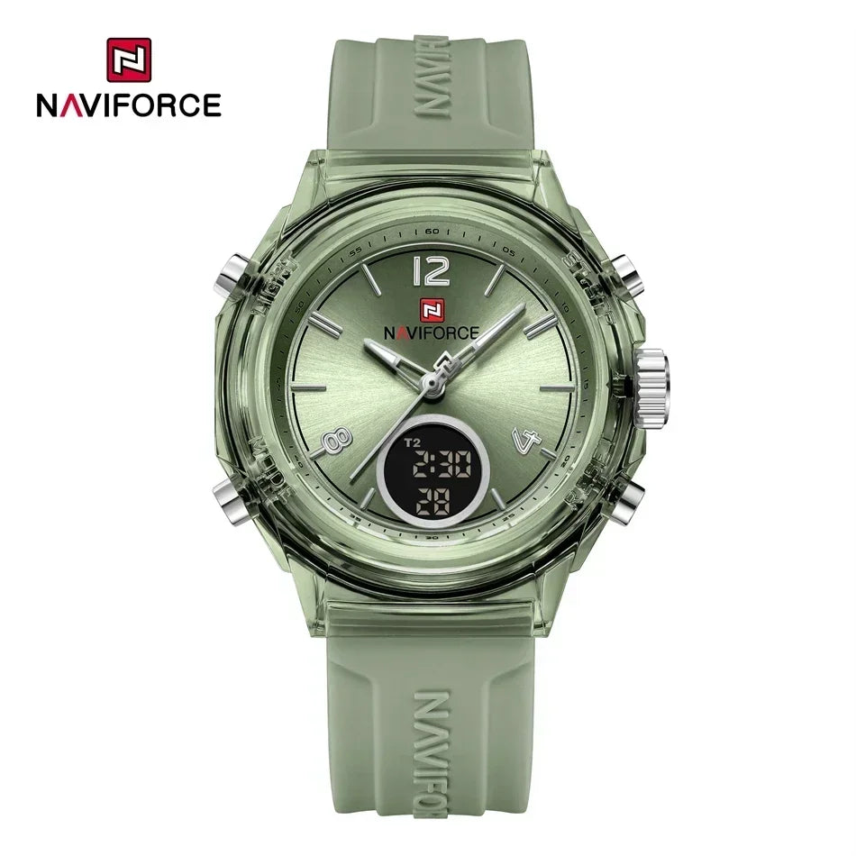 Montre Femme NAVIFORCE Sport Quartz LCD Digital – Étanche 50M Casual Fashion