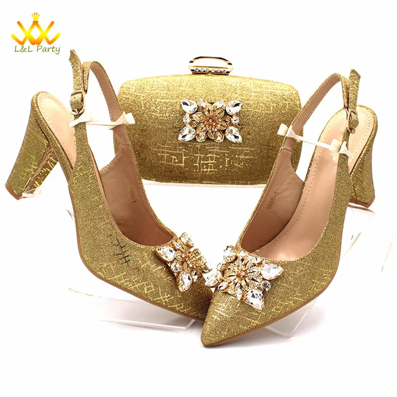 Ensemble Chaussures + Sac Italien Orange Cristal – Pumps Luxe Mariage Fête 2024