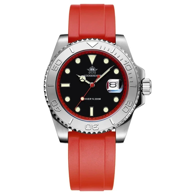 Montre Homme ADDIESDIVE AD2040 Quartz Plongée 41mm – Super Lumineuse 200M Caoutchouc Calendrier