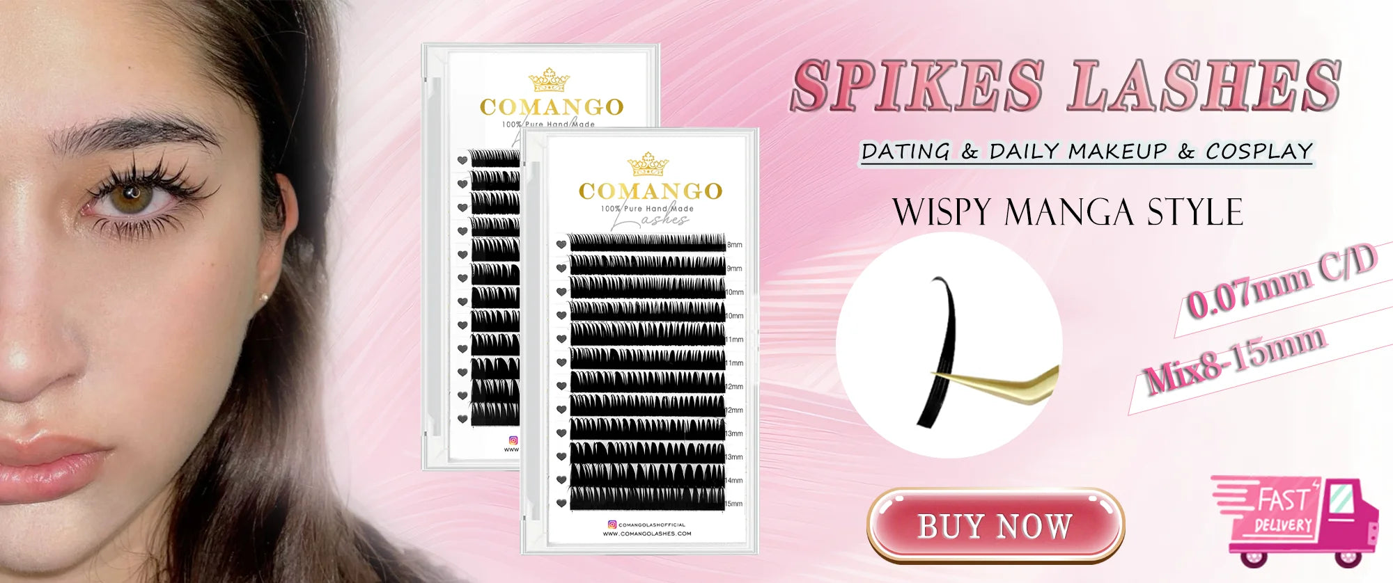 Extensions Cils CoMango Fox Anime Spire – Fans Pré-faits Volume Naturel | Fournisseur Maquillage