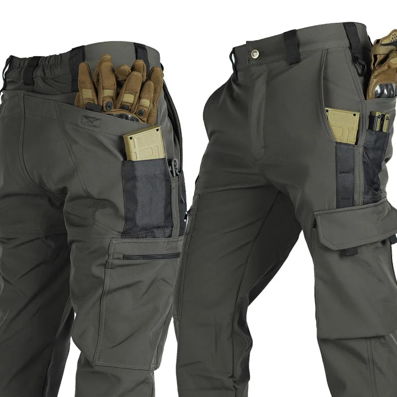 Herren Taktische Fleece Softshell Cargohose Multipocket Outdoor Wandern Sport Militär Warm Herbst Winter Arbeit – Premium Tactical Hose Allrounder | Outdoor Mode Premium Herren