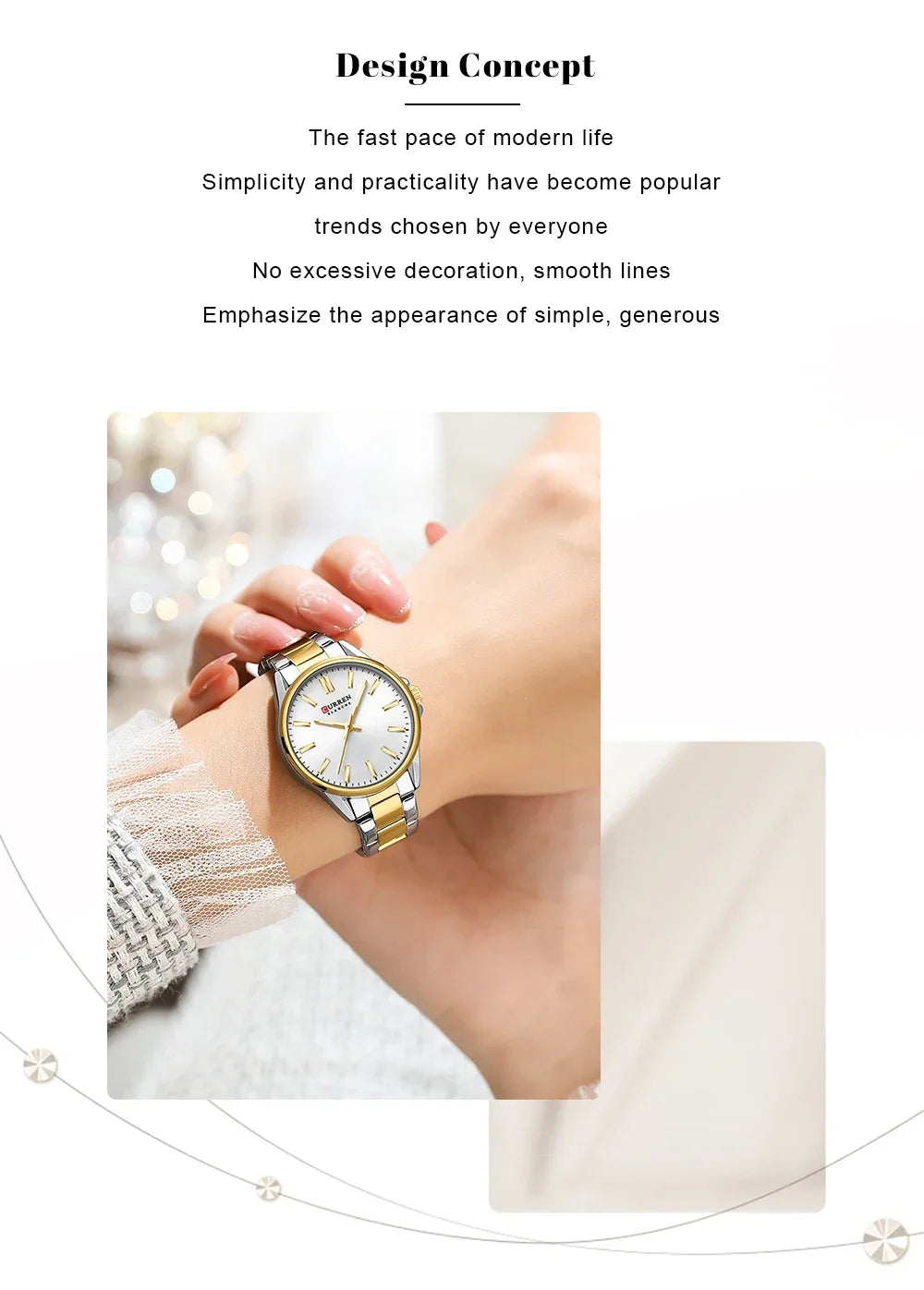 Montre Femme CURREN Fashion Casual Quartz – Acier Inoxydable Cadran Rond Simple Élégante