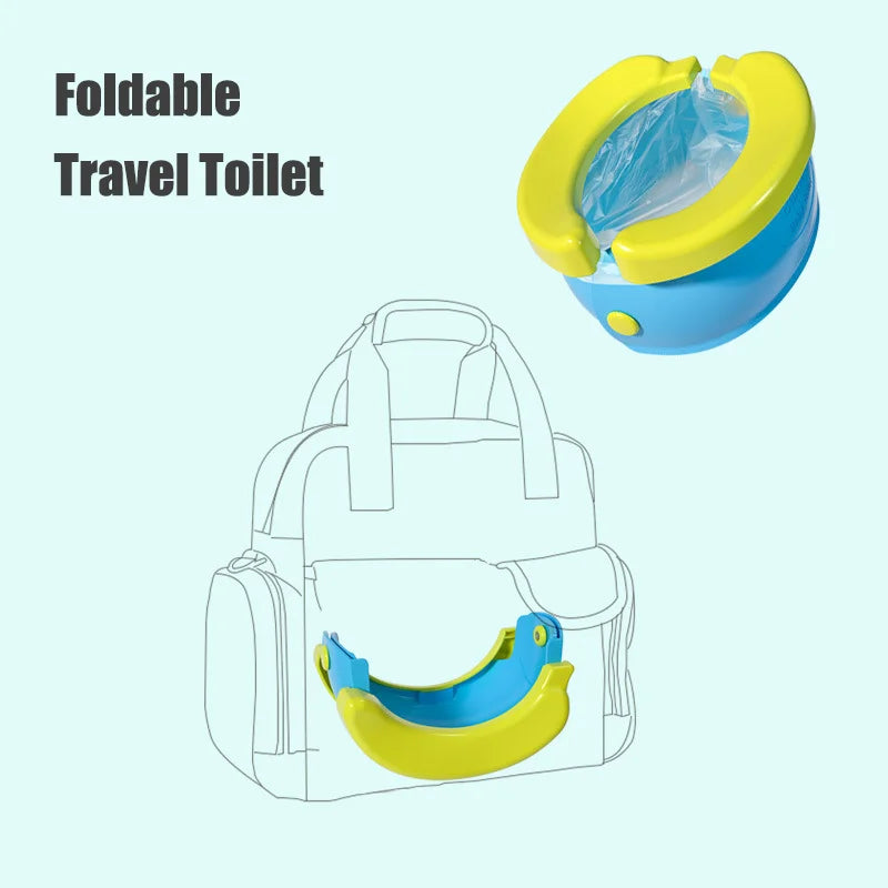 Pot Bébé Portable Pliable Voyage – Siège Toilette Enfant + Sac Rangement & 20 Sacs Poubelle