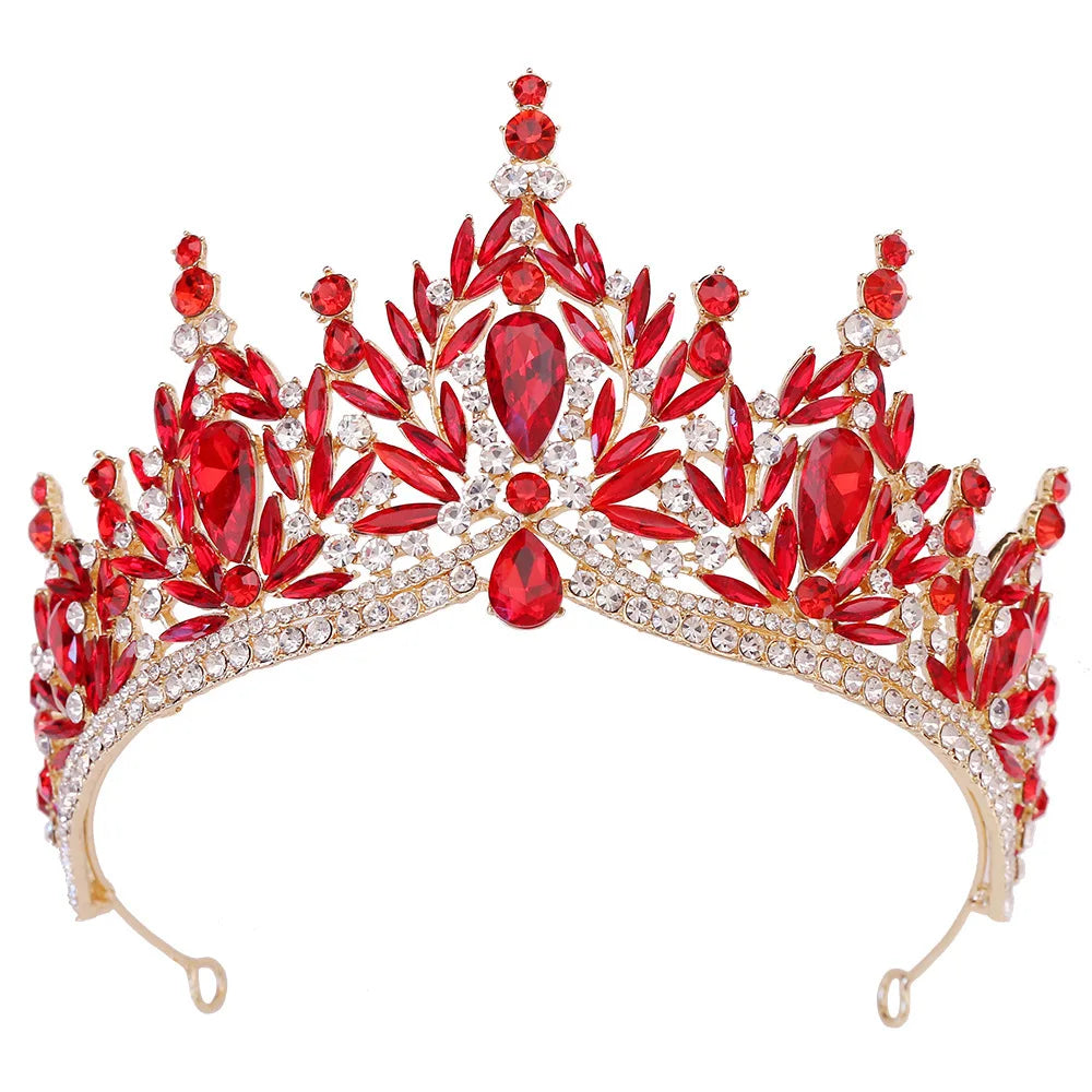 DIEZI Parure Couronne Baroque Mariage Cristal Opale – Tiare Collier Boucles Princesse