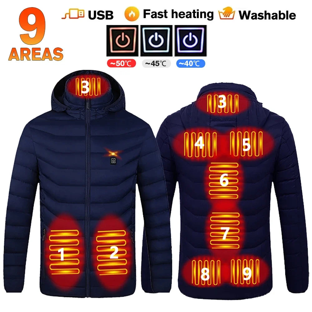 Veste Chauffante Homme Hiver USB Électrique 21 Zones Chauffantes – Manteau Auto-Chauffant Ski Neige Outdoor Gilet Matelassé | Mode Homme Tech Premium