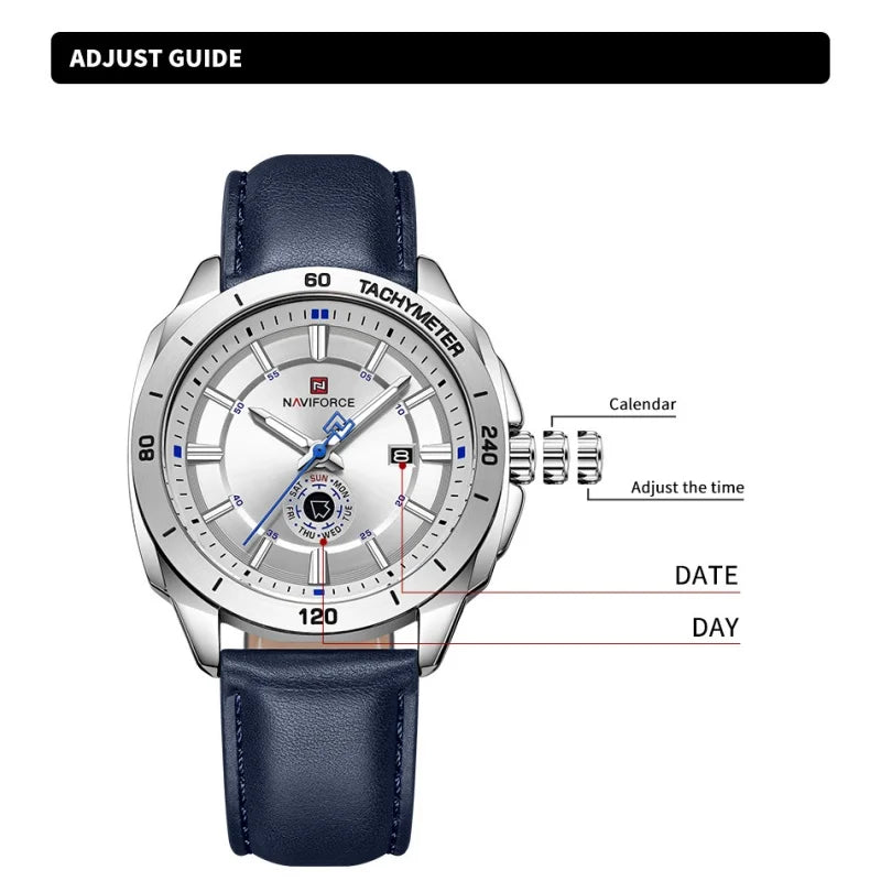 Montre Homme NAVIFORCE 2026 Quartz Cuir Sport Casual Jour Date – Élégante Fashion
