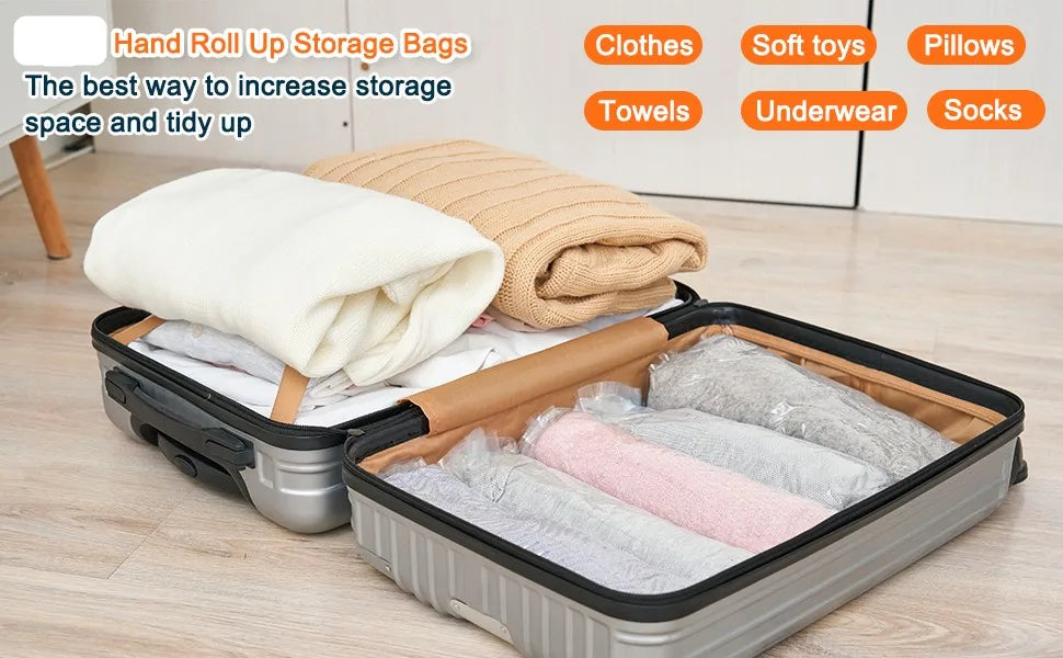 Sacs de Rangement Compressibles Roll-Up – Organisateur Valise Voyage Croisière Maison