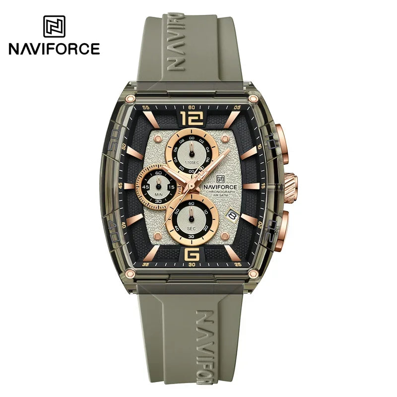 Herrenuhr NAVIFORCE 2025 Militär Sport Quarz – Wasserdicht 50M Silikon Datum Hohe Qualität