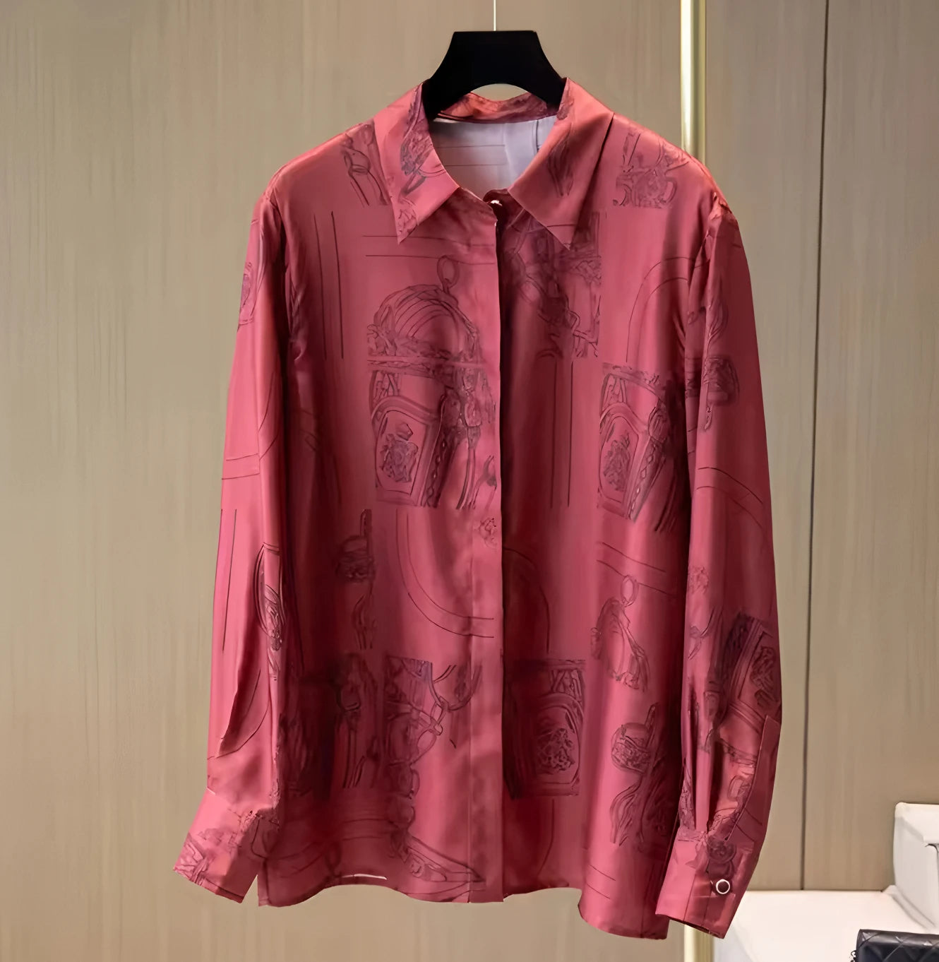 Chemisier Femme Vintage Imprimé Luxe Manches Longues Slim Élégant – Blouse Casual Chic | Automne S-3XL