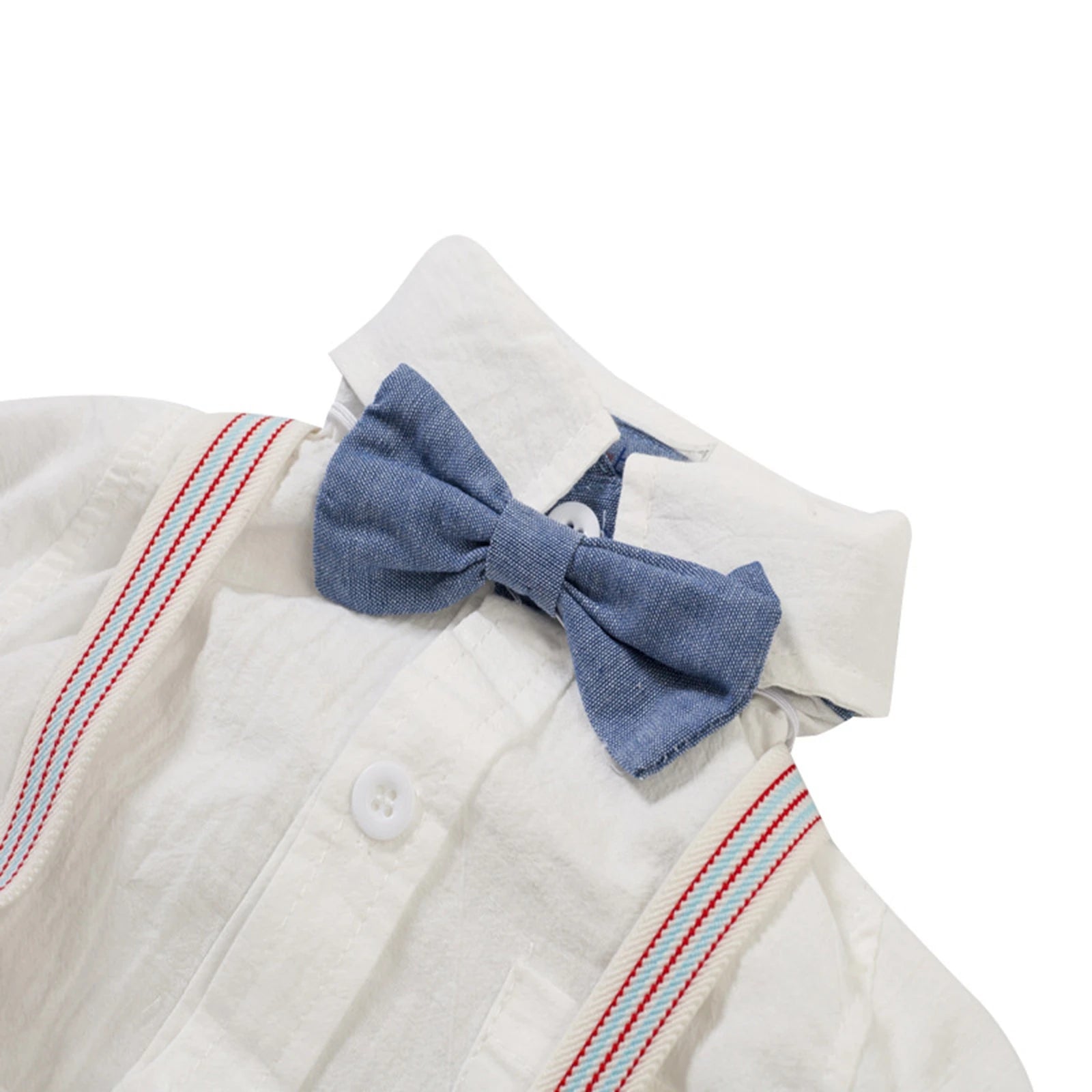 Ensemble Gentleman Garçon Bébé – Chemise Boutons Col Revers + Salopette Bretelles Été Casual Chic