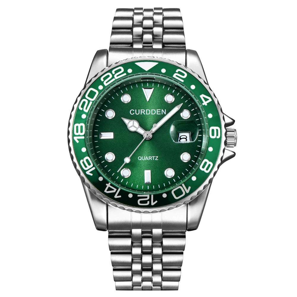 Montre Homme Or & Argent Vintage Quartz – Bracelet Acier Complet Date Fashion Classique