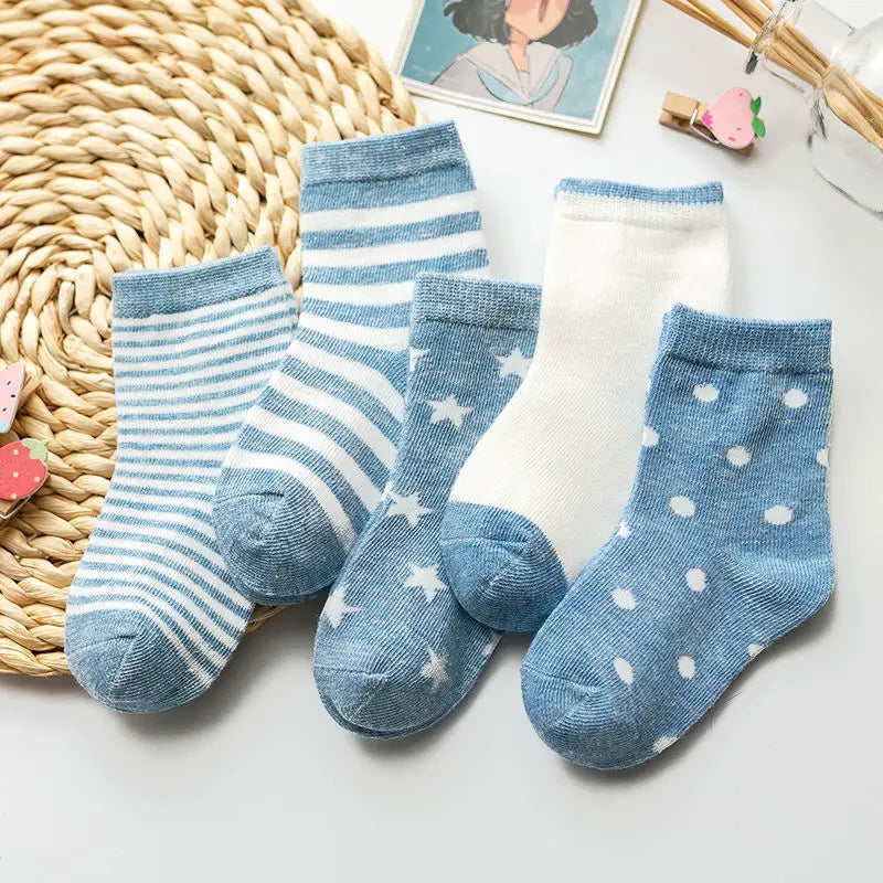 5er-Pack Kindersocken Baumwolle Tiermuster – Frühling Herbst Baby Jungen Mädchen 0-6 Jahre