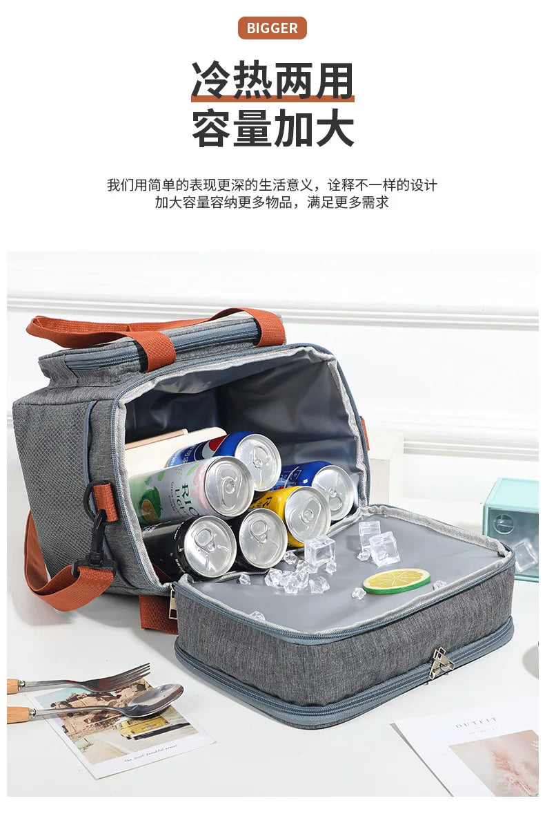 Sac Repas Isotherme – Lunch Bag Pique-Nique Camping Travail École Anti-Fuite Bandoulière