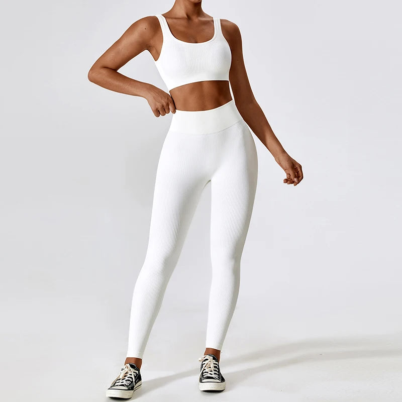 Ensemble Sport Femme Seamless Ribo – Legging Gainant & Haut Manches Longues | Gym, Yoga & Fitness | Tenue Sportive Sexy