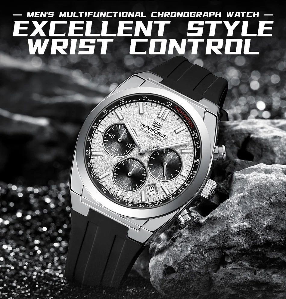Montre Homme Naviforce 8080 Chronographe Multifonction 2025 – Sport Militaire Luxe Quartz