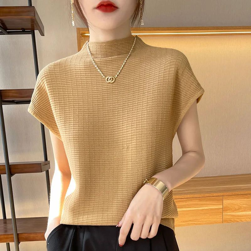 T-Shirt Femme Oversize Col Rond Uni Manches Courtes Doux Casual – Tee Mode Été Confortable | Basique Chic