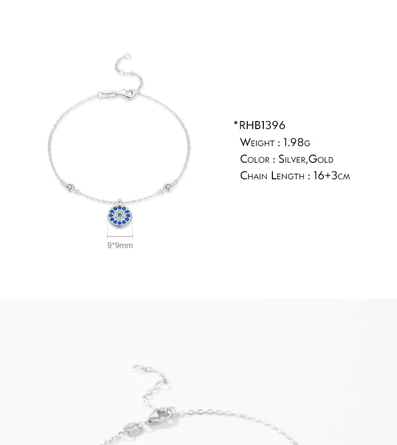 Bracelet Argent 925 Pur MODIAN Luxe – Yeux Turquoise Bleu & Zircon Cubique Cristal Transparent | Bijou Fin Femme Chaîne Maille Élégante & Hypoallergénique