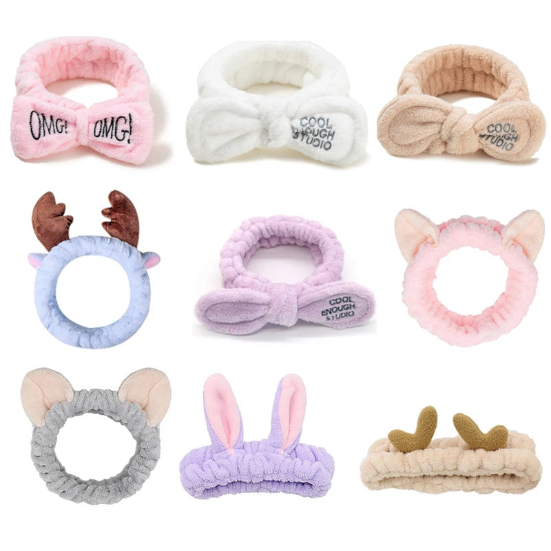 Bandeau Maquillage Oreilles de Lapin Coral Fleece – Élastique Doux | Soin Visage & Coiffure Fille