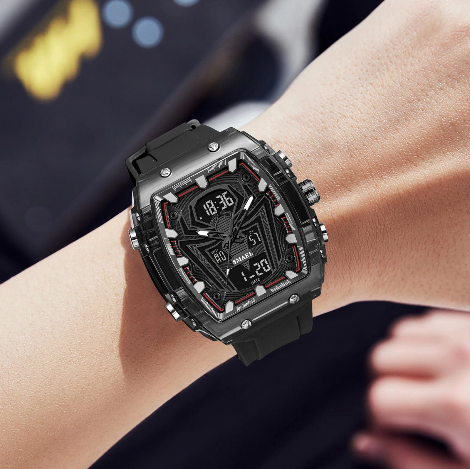 Montre Homme Digital Rectangle 8116 Double Fuseau – Sport Étanche 50M Électronique 2025