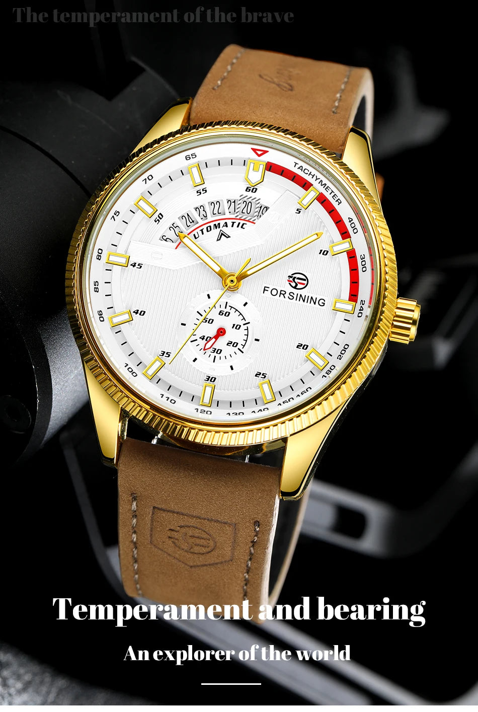 Montre Homme FORSINING Mécanique Automatique Chronographe Calendrier Cuir & Acier – Luxe Haute Qualité