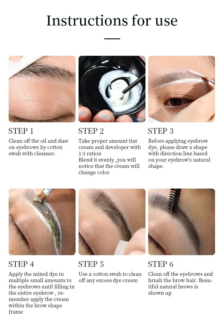 Teinture Sourcils & Cils Henné Semi-Permanente – 15 Min Action Rapide | Crème Tattoo Brow Professionnel