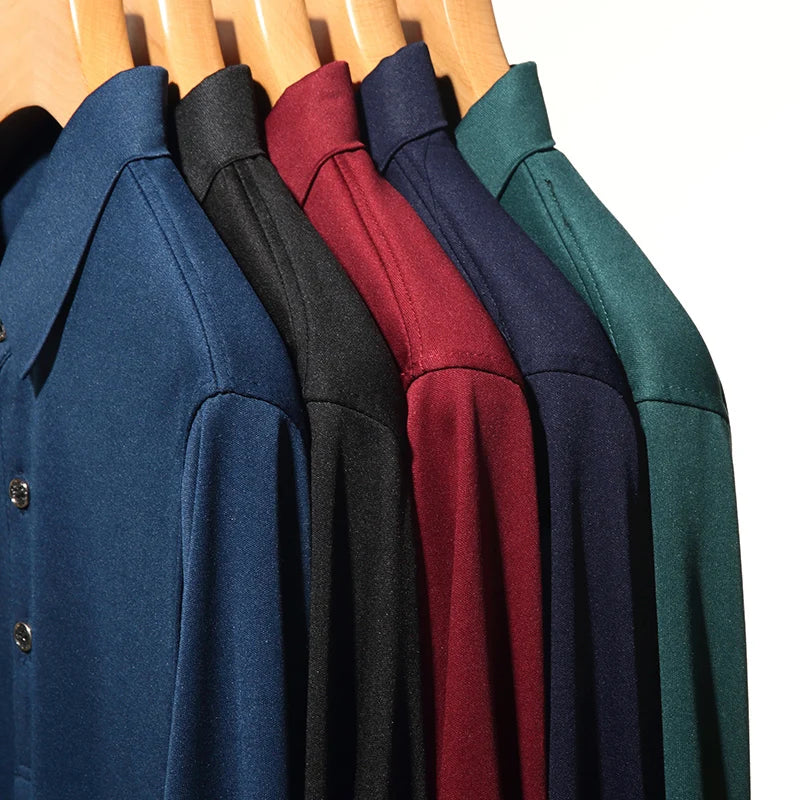Polo Homme Manches Longues Col Polo Couleur Unie – Casual Élégant Printemps Automne | Mode Homme Premium
