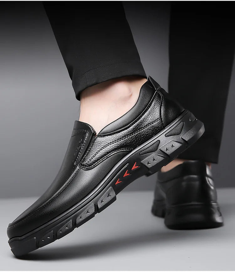Mocassins Cuir Noir Homme Grande Taille – Chaussures Dress Designer Semelle Douce Printemps