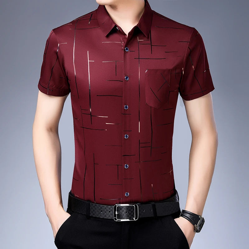 Chemise Homme Business Casual Manches Courtes Sans Repassage Anti-Froissé Confortable Polyvalente Élégante Intemporelle Fashion – Chemise Premium Sans Repassage Anti-Froissé Business Casual | Mode Homme Business Premium