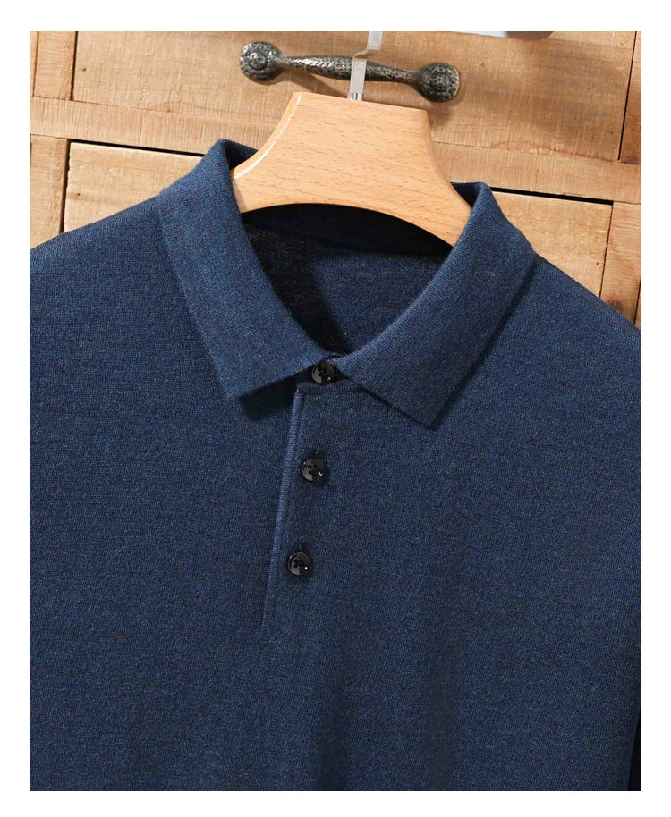 Herren-Polo-Pullover aus 100 % Merinowolle – Lapierre-Kragen Kurzarm Locker gestrickt Sommer Übergröße | Premium Herrenmode