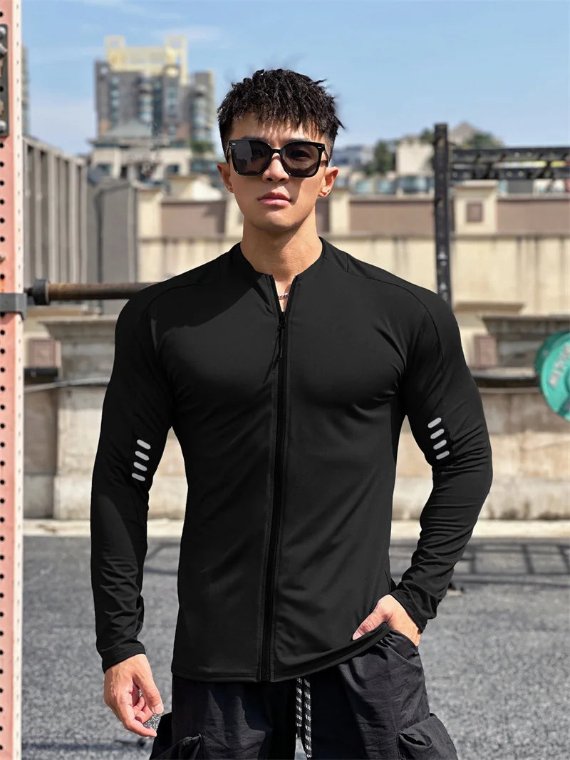 T-Shirt Homme Manches Longues Zip – Loose Casual Jogging Gym Fitness Entraînement Sport | Mode Homme Premium