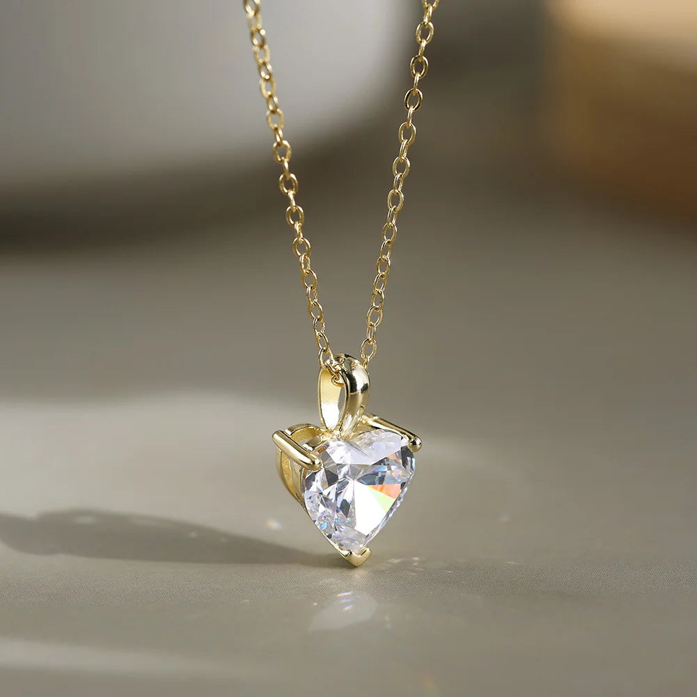Collier Pendentif Cœur Argent S925 Zircon Cubique 8A – Éclat Diamant Taille Cœur | Chaîne Fine Luxe | Bijou Haut de Gamme Femme | Cadeau Premium
