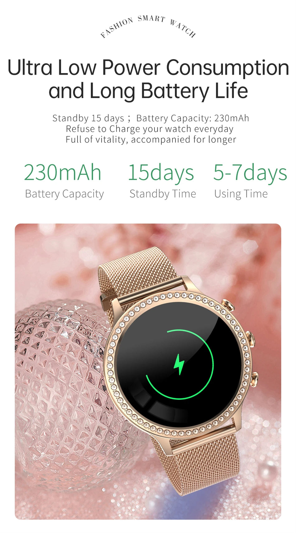 Montre Connectée Femme LIGE 2026 – Appels Bluetooth, Cadran Personnalisable & Suivi Cardio | Étanche Sport & Fitness | Cadeau Femme
