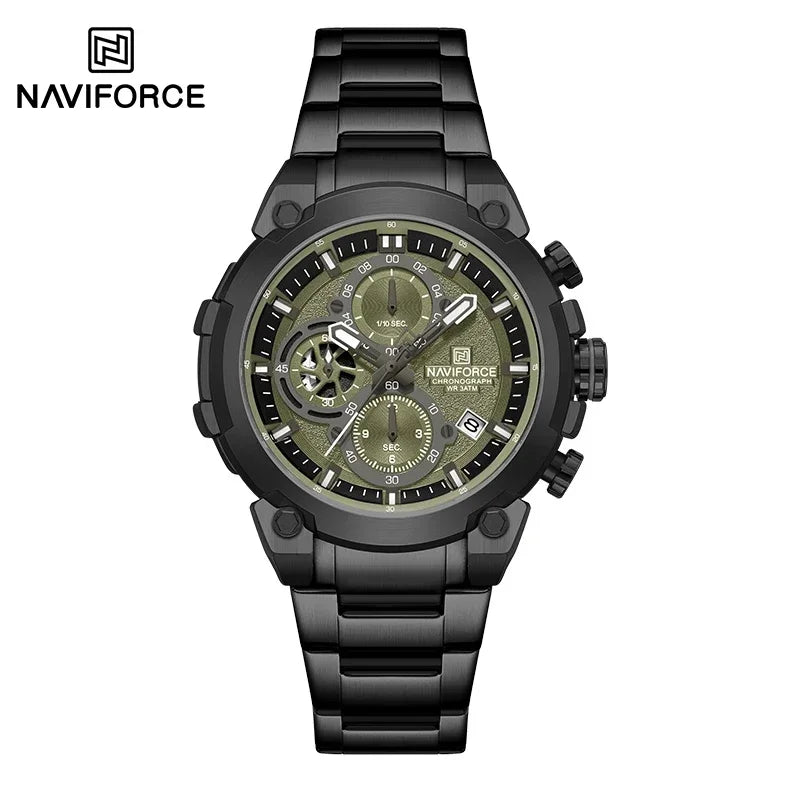 Montre Homme NAVIFORCE Chronographe Sport Militaire Calendrier Quartz – Étanche Fashion