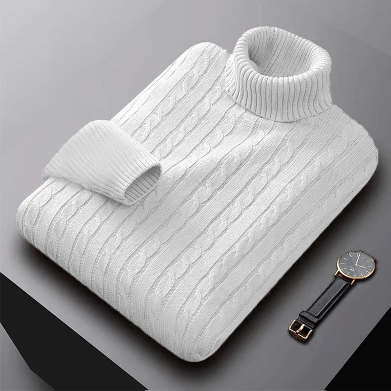 Herren Rollkragenpullover Hochwertig Gestrickt Einfarbig Warm Lässig Wolle Pullover Outdoor Winter Bequem Trendig – Premium Stehkragen Pullover Alle Jahreszeiten | Herrenmode Winter Premium