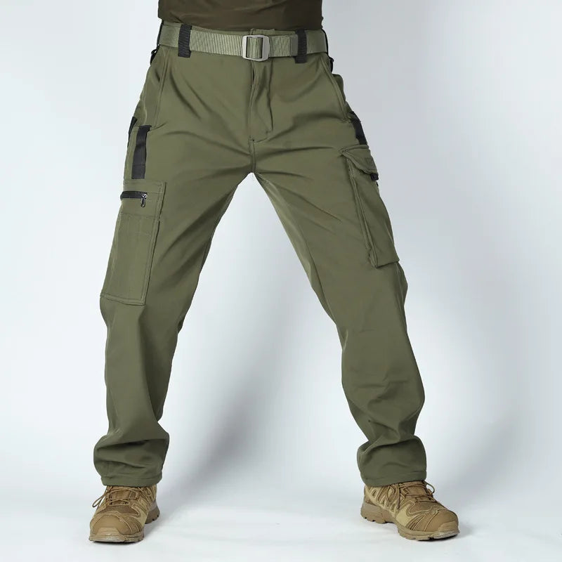 Herren Taktische Fleece Softshell Cargohose Multipocket Outdoor Wandern Sport Militär Warm Herbst Winter Arbeit – Premium Tactical Hose Allrounder | Outdoor Mode Premium Herren