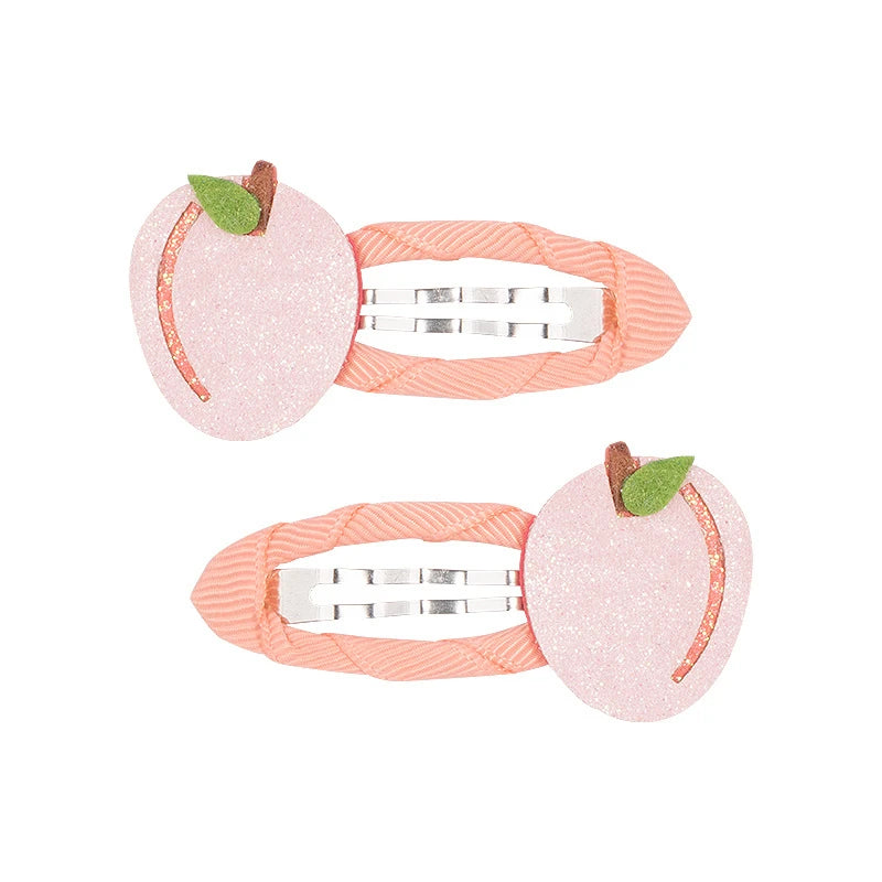 Lot 2 Barrettes Fille Bébé Motifs Adorables – Pinces Cheveux Enfant Animal Fruit Fleur Lapin Kitty