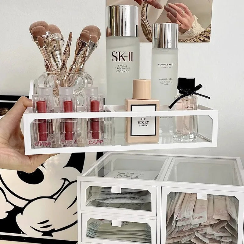 Armoire Rangement Cosmétiques Anti-Poussière Grande Capacité – Organisateur Skincare, Maquillage & Pinceaux | Bureau & Coiffeuse