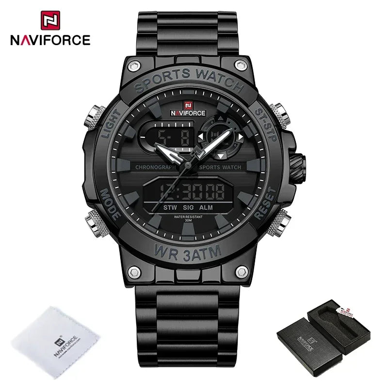 Montre Homme Militaire NAVIFORCE Double Affichage Quartz – Sport Étanche Grand Cadran