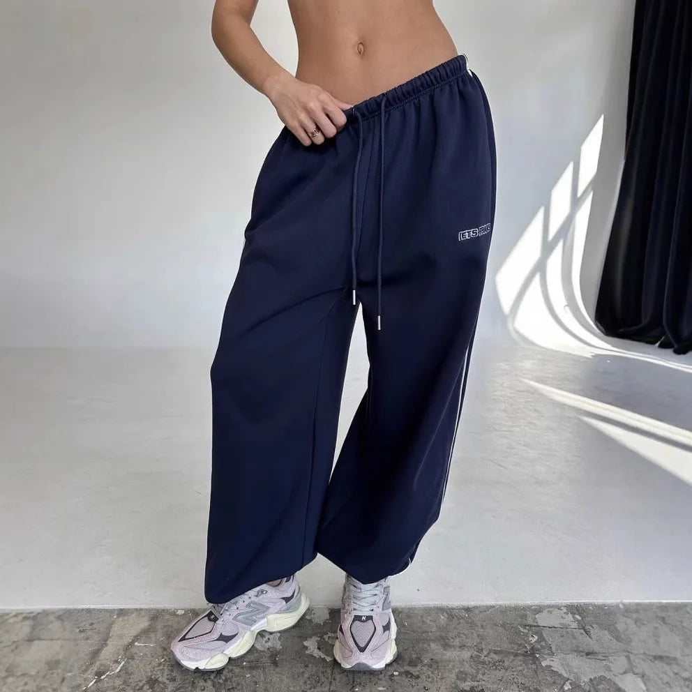 Damenhose Weite Streifen Retro Amerikanisch Baggy Jogger – Gerader Schnitt Casual Streetwear | Frühling Herbst